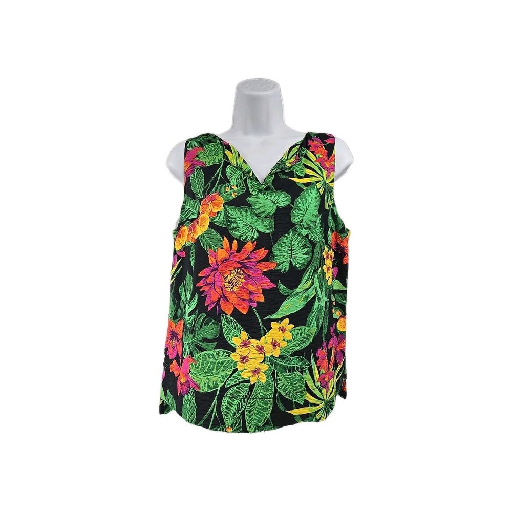 Panama Jack Womens Tank Top Floral Hawaiian Tropical Print Resort Beach Size M